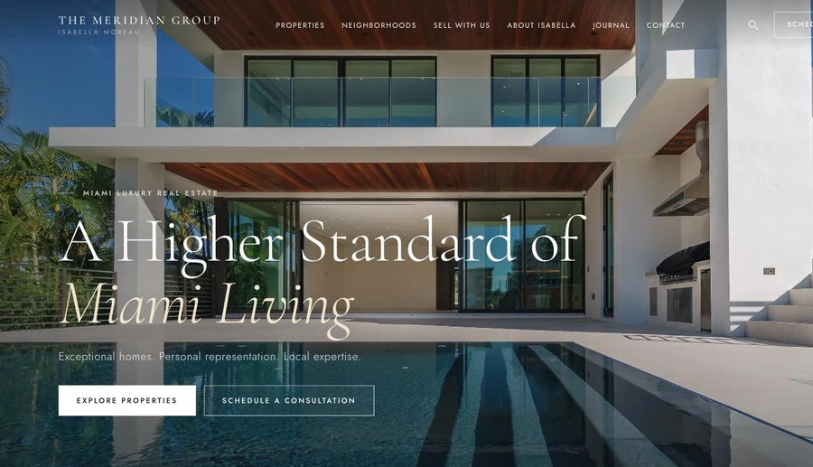 The Meridian Group luxury real estate advisor website — Miami Florida — designed by Miami Web HQ