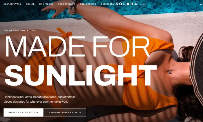 Solara Swim luxury swimwear website — Miami Florida — designed by Miami Web HQ